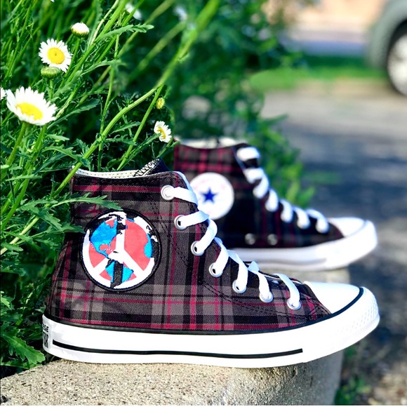 Sale 5 Star NWT HTF Converse CT Peace Plaid Hi - Picture 5 of 13